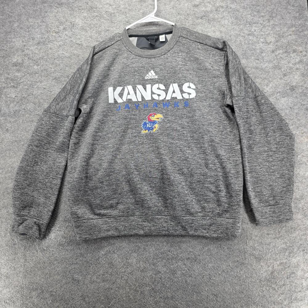 Kansas Jayhawks Sweater Mens Large NCAA Basketball Pullover Adidas ClimaWarm